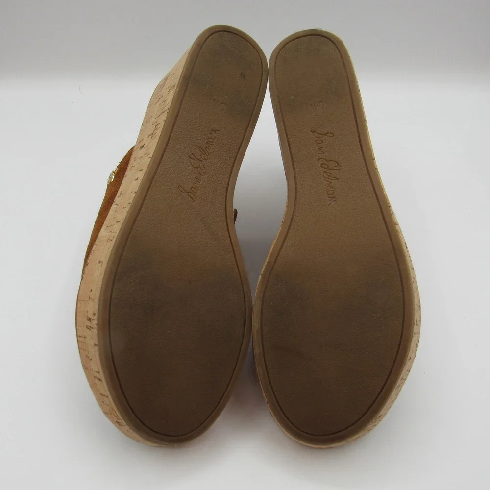 Sam Edelman Ranger Wedge Sandals Women's 6.5M Brown Suede Cork Platform
